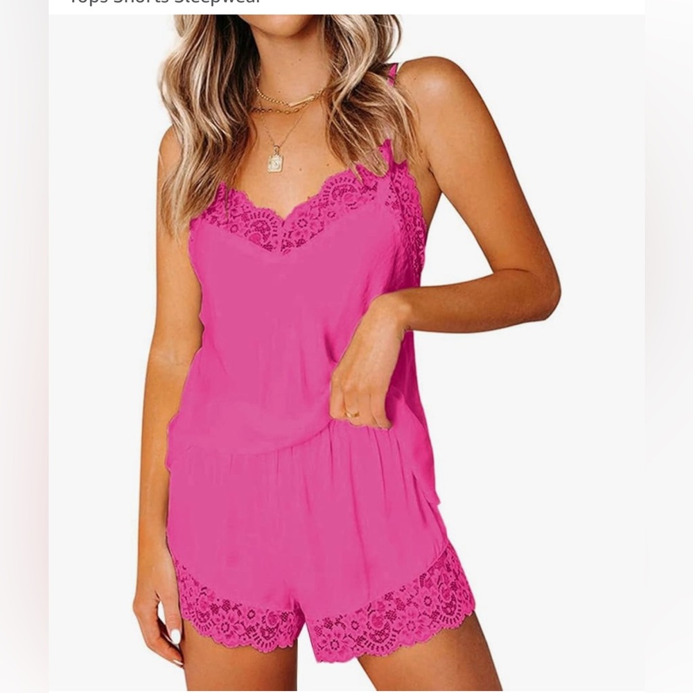 NWT HOT PINK SATIN PAJAMAS-S